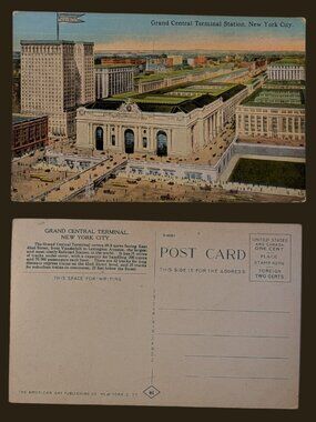 10/$25 Vintage Blank Grand Central Terminal New York City Postcard